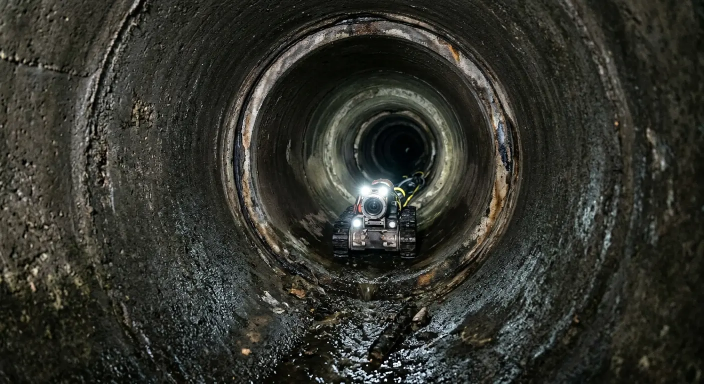 Robotic sewer camera inspecting pipe interior for Sewer Line Repair in Florence